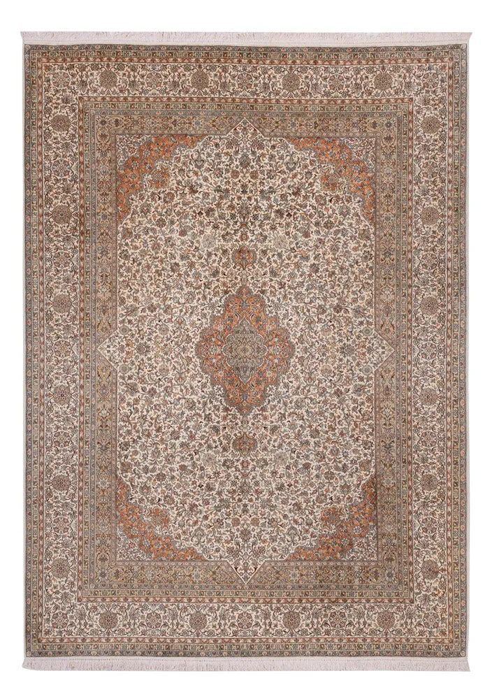 Kaschmir Seide Teppich 250x344cm - Orientteppich - beige