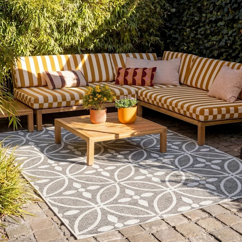 In- & Outdoor Teppich - Summer Pattern Grau