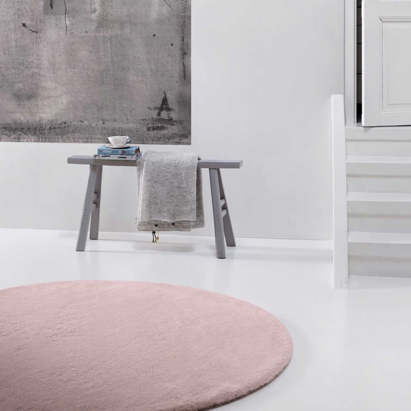 Kunstfell Teppich Rund Rosa kuschelig & flauschig "Vita" Homie Living