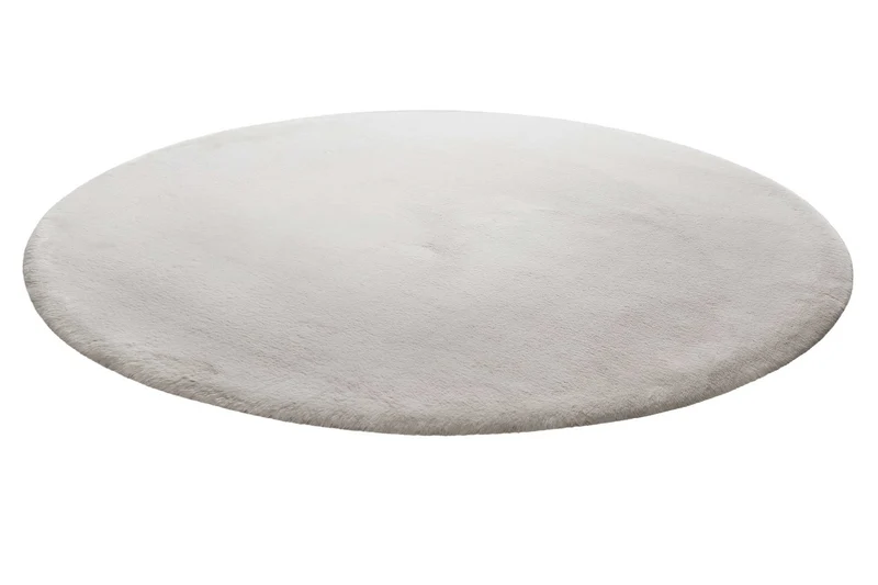 Kunstfell Teppich Rund Hellgrau kuschelig & flauschig "Vita" Homie Living