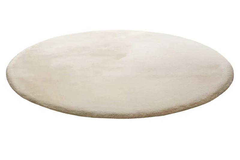 Kunstfell Teppich Rund Creme Beige kuschelig & flauschig "Vita" Homie Living