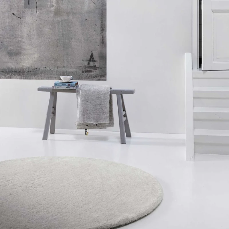 Kunstfell Teppich Rund Creme Beige kuschelig & flauschig "Vita" Homie Living