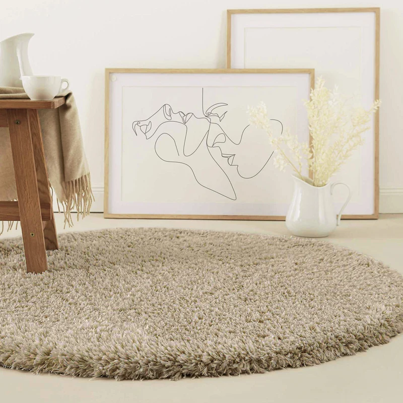 Teppich Rund Sand Braun soft & weich "Matteo" Homie Living