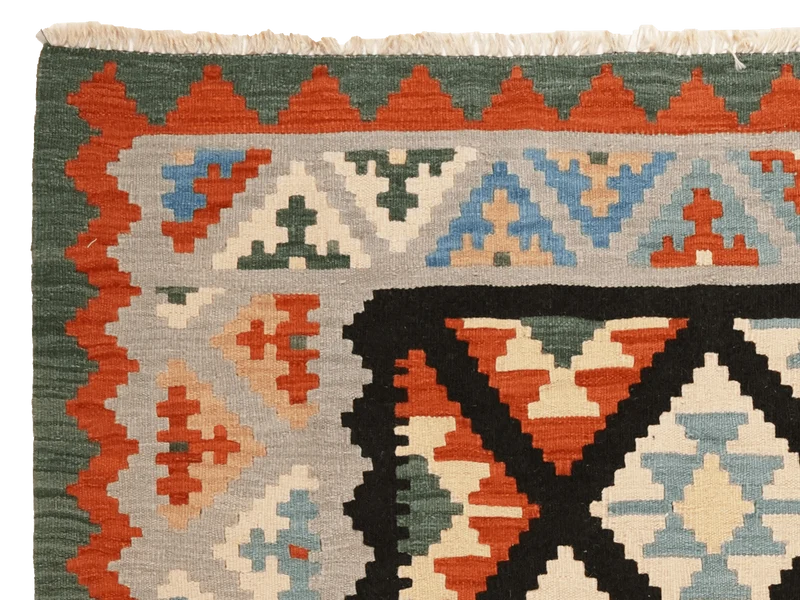 Kelim Gashgai · Handgewebt – Schwarz, 202x158 cm