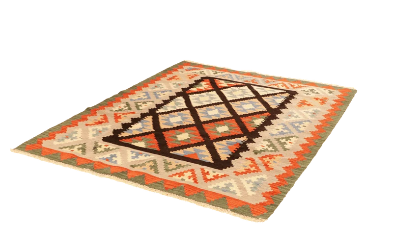 Kelim Gashgai · Handgewebt – Schwarz, 202x158 cm