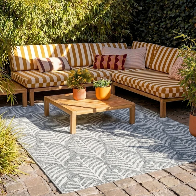 In- & Outdoor Teppich - Summer Leaves Grau