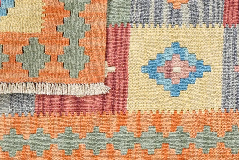 Kelim Gashgai · Handgewebt – Orange, 197x62 cm