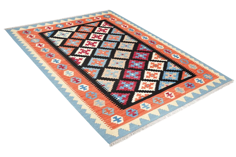 Kelim Gashgai · Handgewebt – Schwarz, 172x129 cm