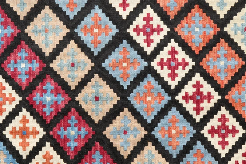 Kelim Gashgai · Handgewebt – Schwarz, 172x129 cm