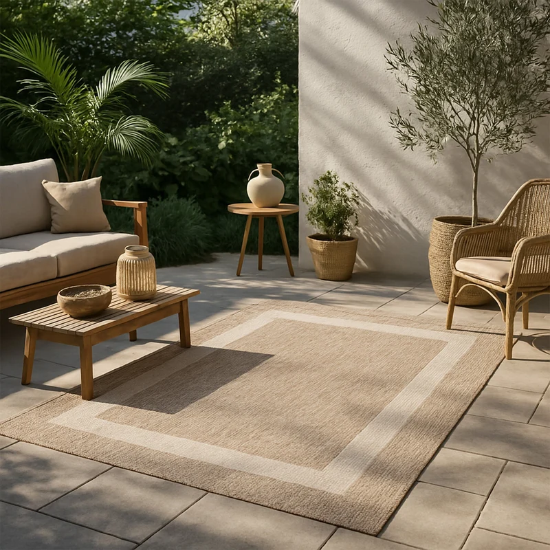 In- & Outdoor Teppich - Sierra Border Beige Creme