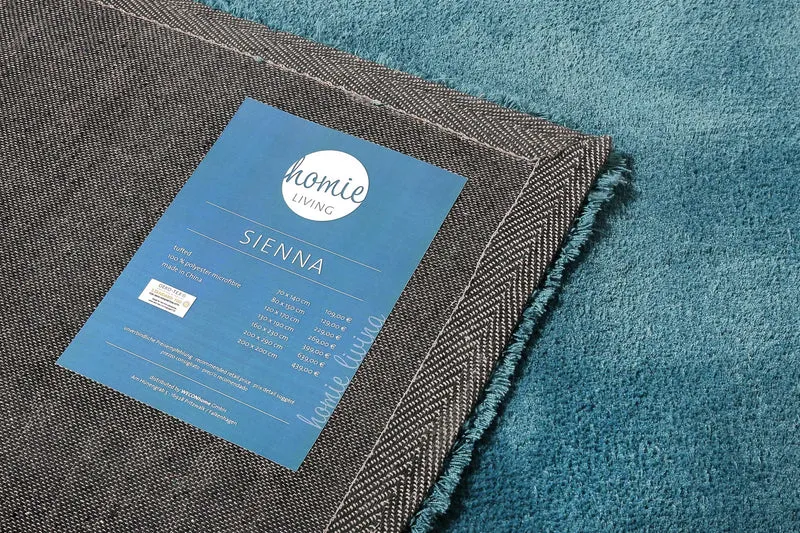 Teppich Petrol Türkis Hochflor "Sienna" Homie Living