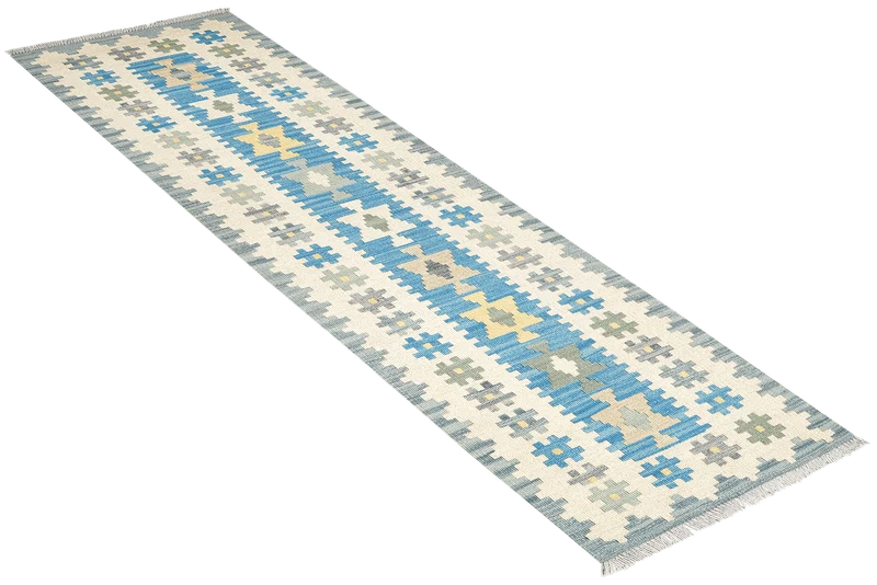 Kelim Gashgai · Handgewebt – Blau, 196x57 cm