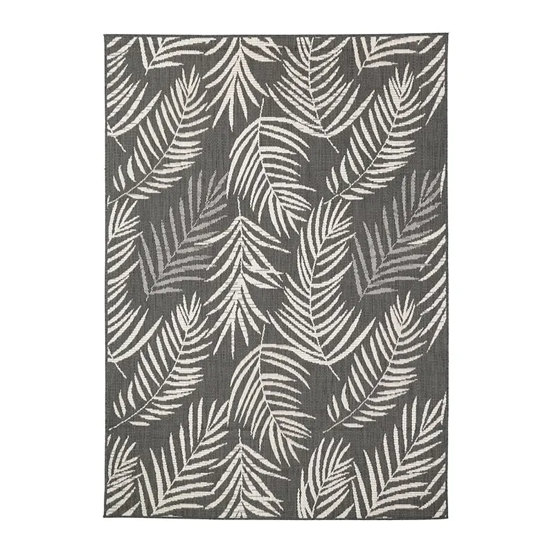 In-& Outdoor Teppich - Malta Leaves Schwarz