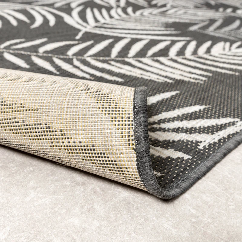 In-& Outdoor Teppich - Malta Leaves Schwarz