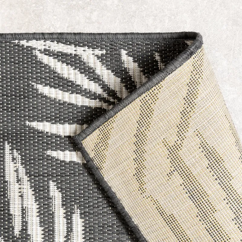 In-& Outdoor Teppich - Malta Leaves Schwarz