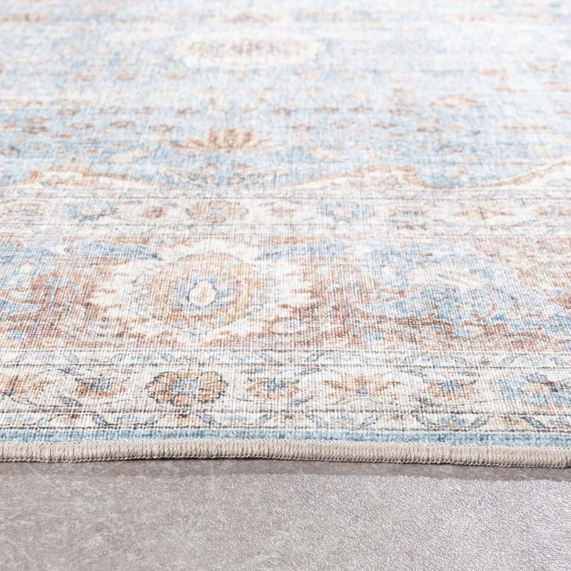 In- & Outdoor Teppich Vintage - Kairo Medaillon Hellblau Creme