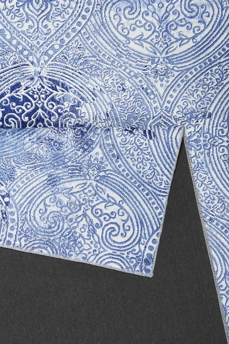 Vintage Teppich Blau Kurzflor "Grace" WECONhome