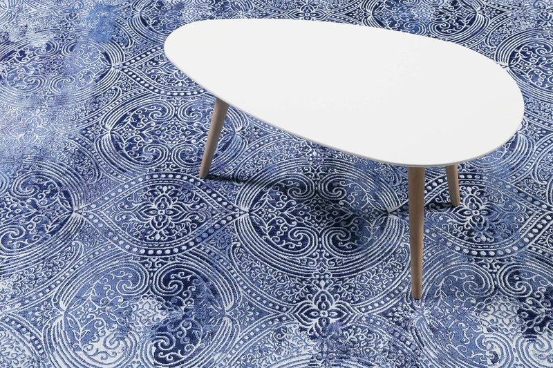 Vintage Teppich Blau Kurzflor "Grace" WECONhome