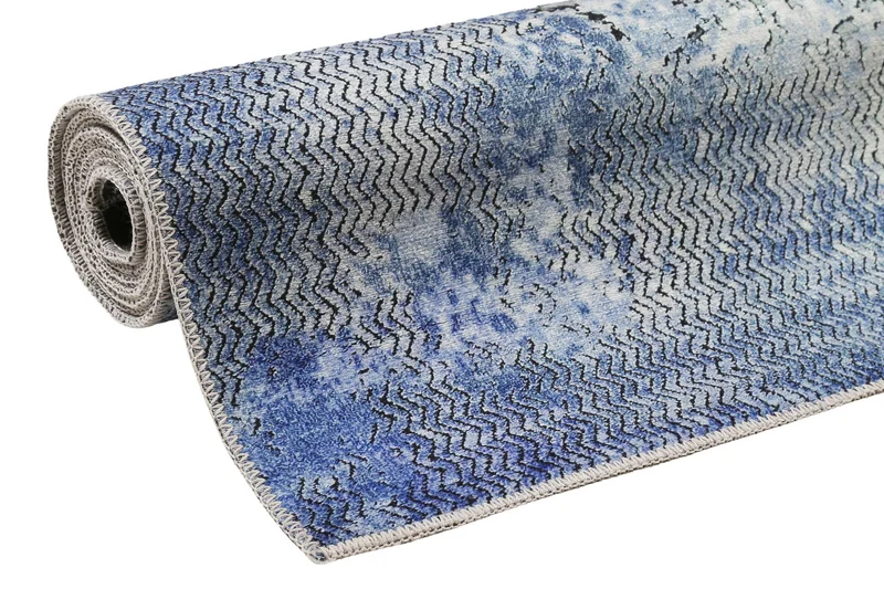 Vintage Teppich Blau Grau Kurzflor "Radiate" WECONhome