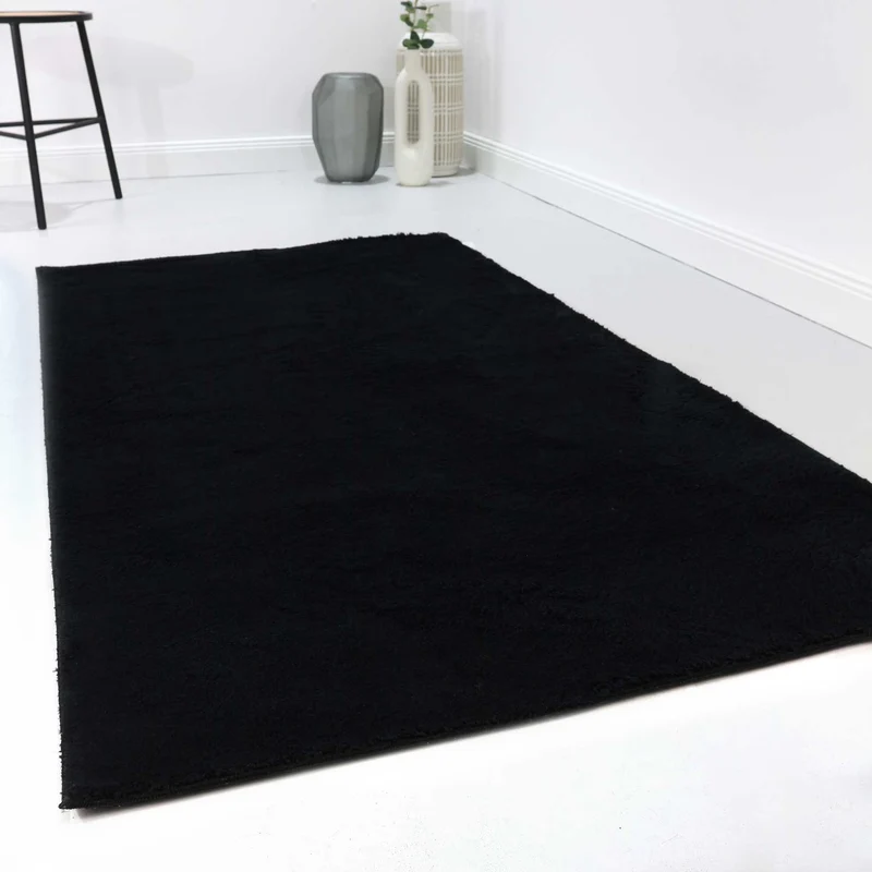 Kurzflor-Teppich Schwarz soft & weich "Lago" Homie Living