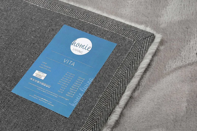 Kunstfell Teppich Grau kuschelig & flauschig "Vita" Homie Living