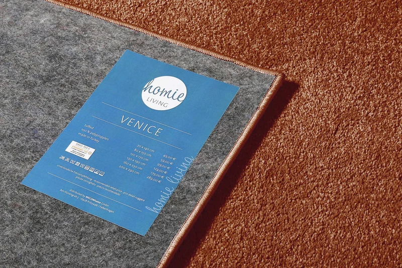 Teppich Rost Braun Kurzflor weich & soft "Venice" Homie Living