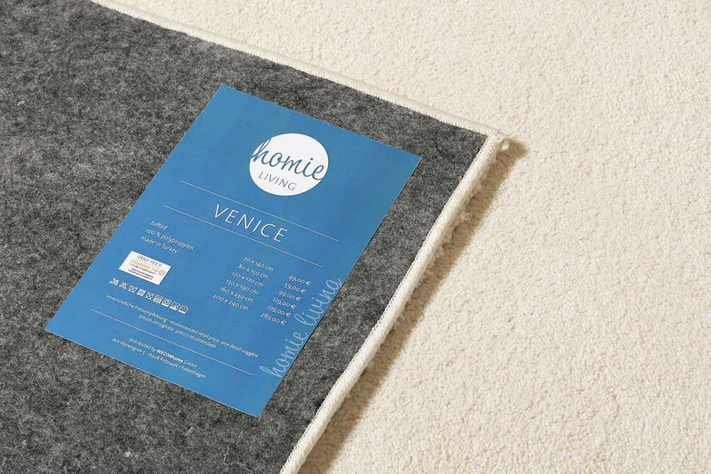 Teppich Beige Creme Kurzflor weich & soft "Venice" Homie Living