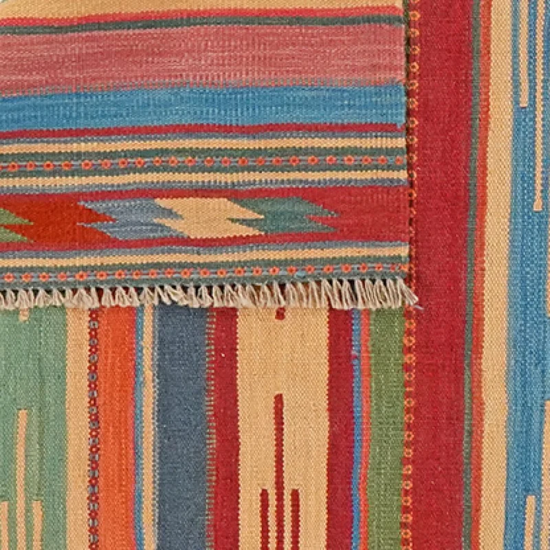 Kelim Gashgai · Handgewebt – Bunt, 145x132 cm