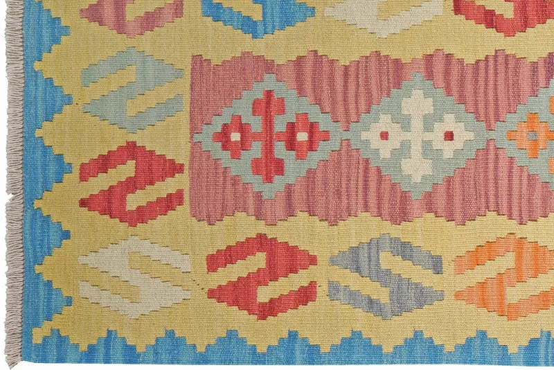 Kelim Gashgai · Handgewebt – Rosa, 294x81 cm