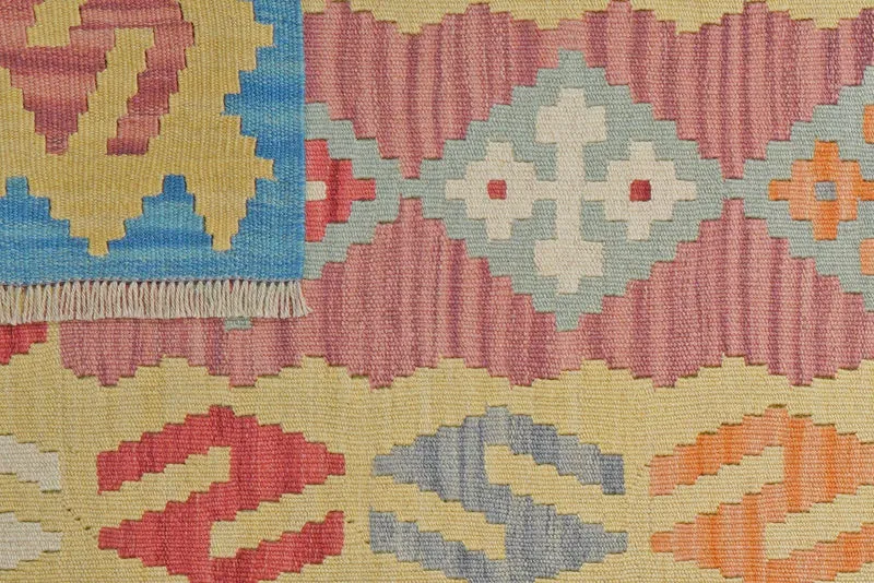 Kelim Gashgai · Handgewebt – Rosa, 294x81 cm