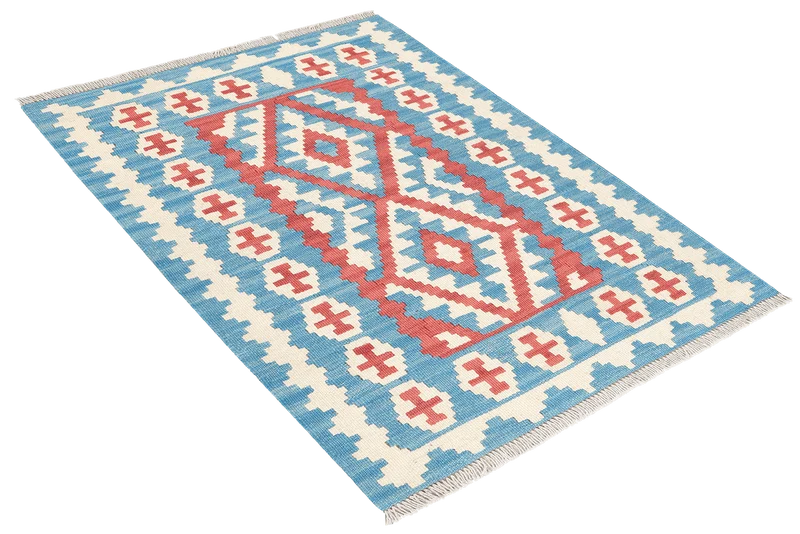 Kelim Gashgai · Handgewebt – Blau, 122x84 cm