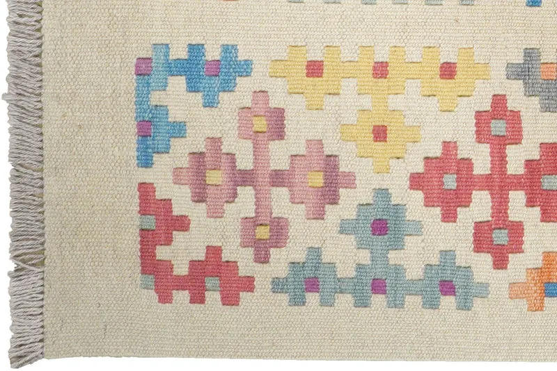 Kelim Gashgai · Handgewebt – Beige, 236x63 cm