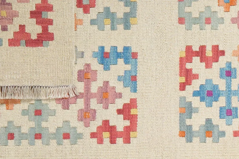 Kelim Gashgai · Handgewebt – Beige, 236x63 cm