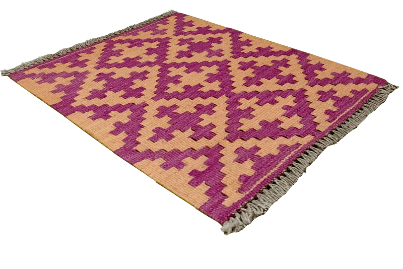 Kelim Gashgai · Handgewebt – Gelb, 63x44 cm