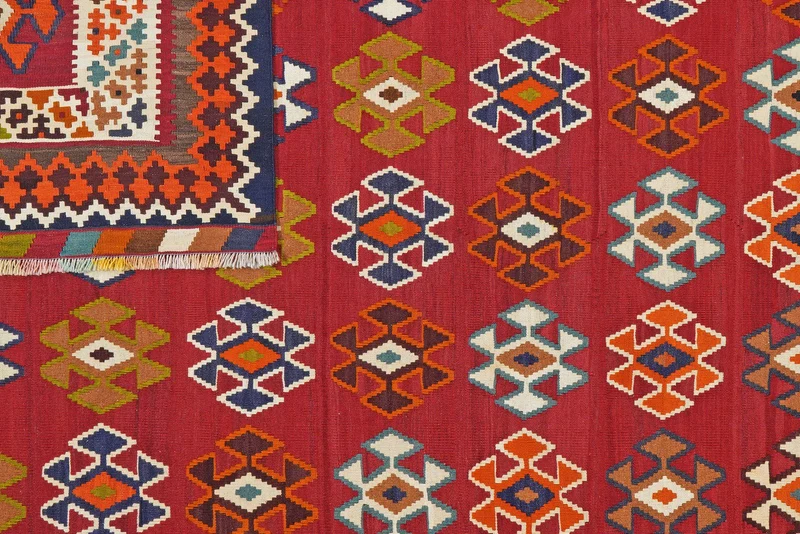 Kelim Gashgai Old · Handgewebt – Rot, 282x179 cm