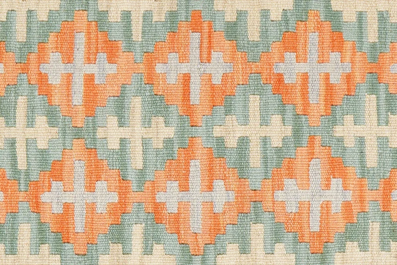 Kelim Gashgai · Handgewebt – Grün, 243x61 cm