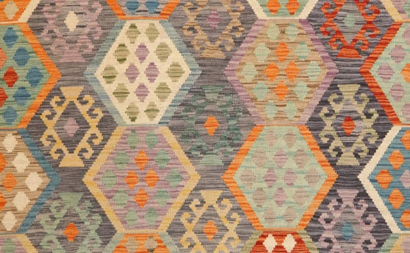 Kelim · Handgewebt – Grau, 297x204 cm