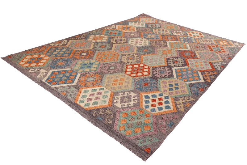 Kelim · Handgewebt – Grau, 297x204 cm