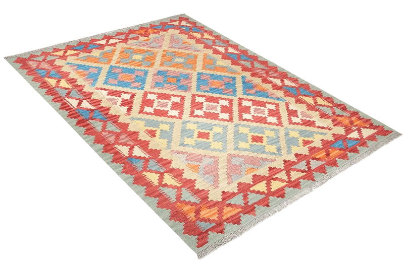 Kelim Gashgai · Handgewebt – Beige, 194x158 cm