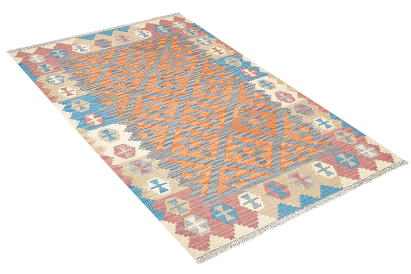 Kelim Gashgai · Handgewebt – Blau, 188x119 cm