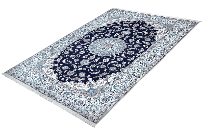 Nain 12La · Handgeknüpft – Blau, 298x197 cm