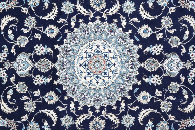 Nain 12La · Handgeknüpft – Blau, 298x197 cm
