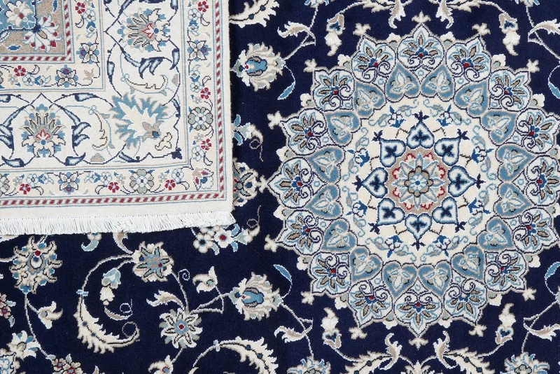 Nain 12La · Handgeknüpft – Blau, 298x197 cm
