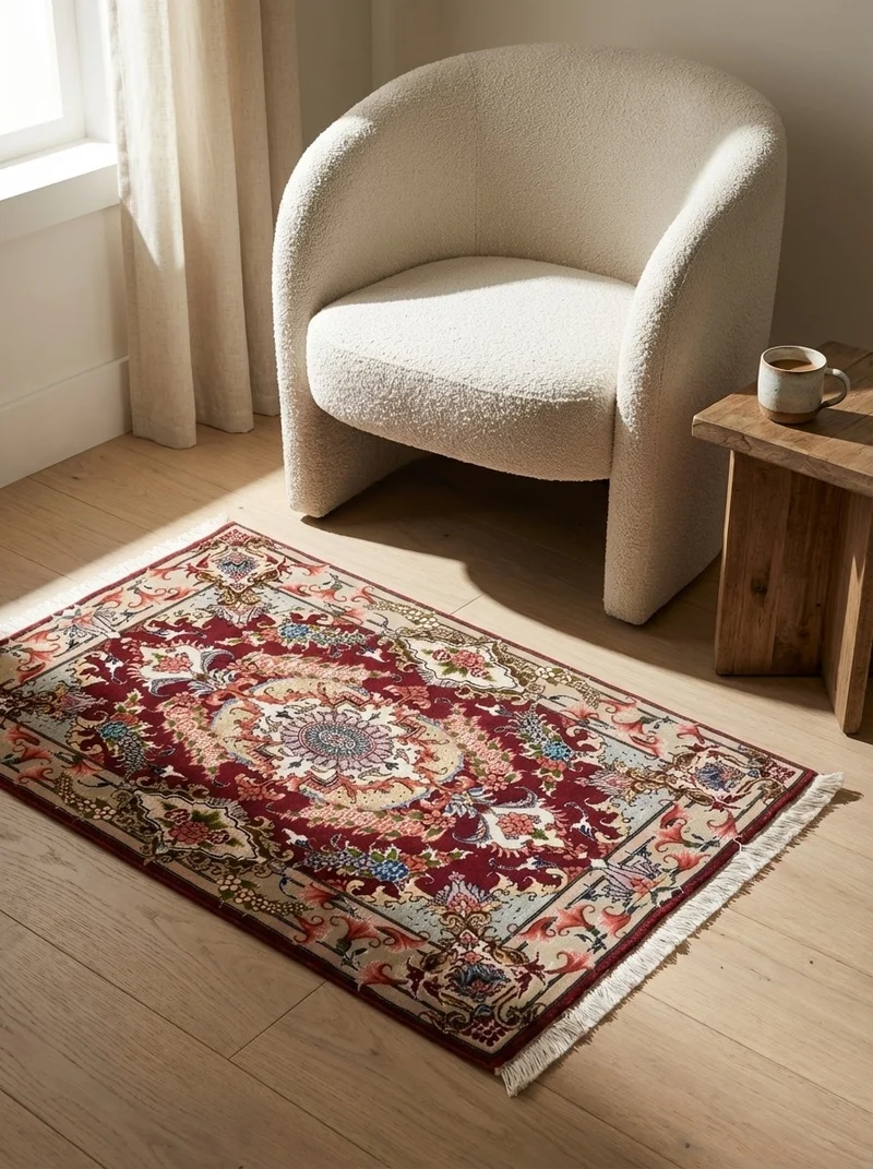 Tabriz 50 Raj · Handgeknüpft – Rot, 95x63 cm