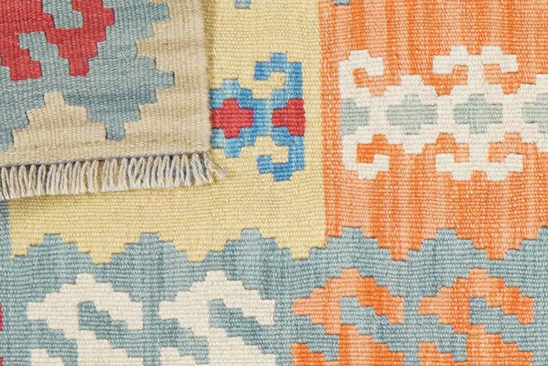 Kelim Gashgai · Handgewebt – Blau, 249x61 cm