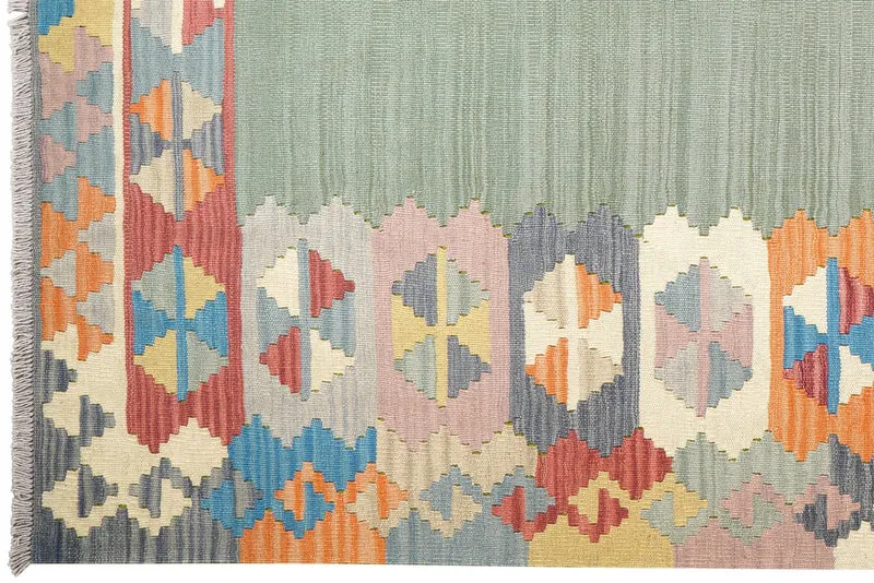 Kelim Gashgai · Handgewebt – Grün, 243x175 cm