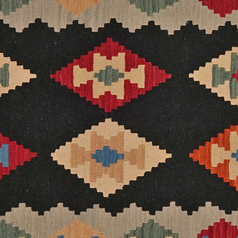 Kelim Gashgai · Handgewebt – Schwarz, 187x125 cm