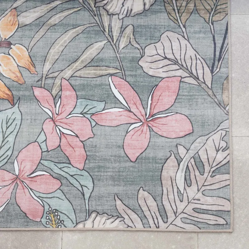 Outdoor Teppich Blumen - Poppy Olivgrün