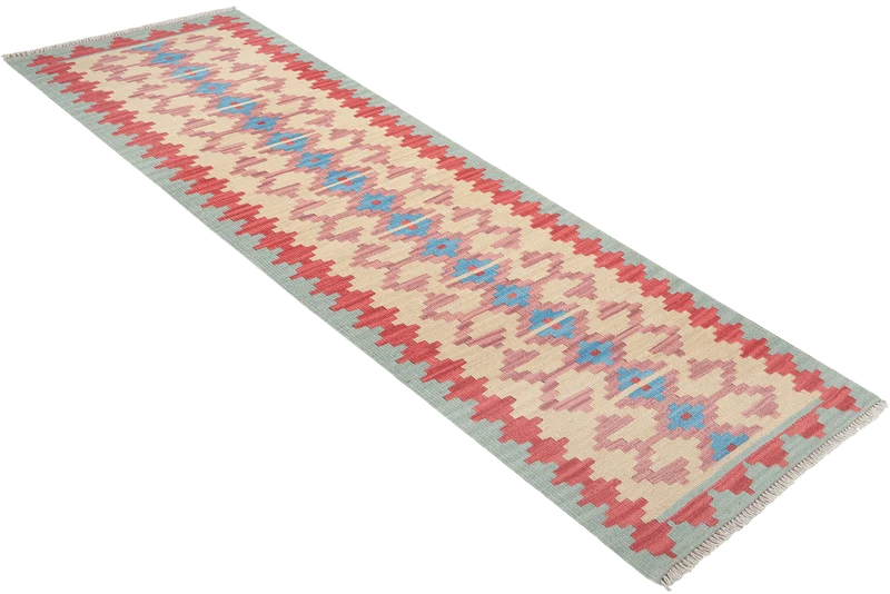 Kelim Gashgai · Handgewebt – Beige, 202x58 cm