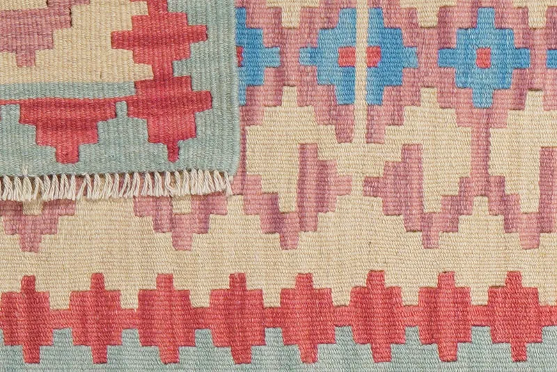 Kelim Gashgai · Handgewebt – Beige, 202x58 cm